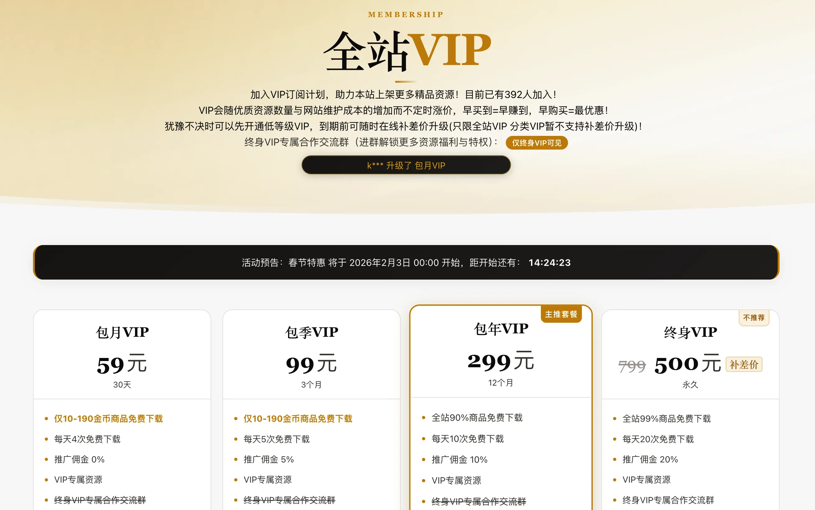 Modown VIP页面美化与优惠活动管理插件插图4-WP资源海 Modown VIP页面美化与优惠活动管理插件插图4-WP资源海