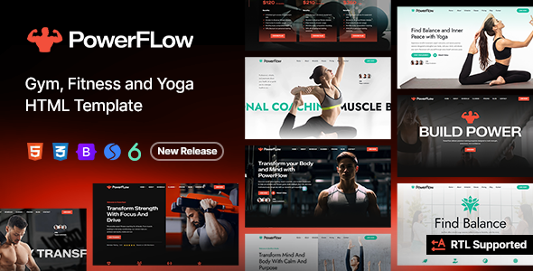 PowerFlow 健身房与瑜伽主题模板