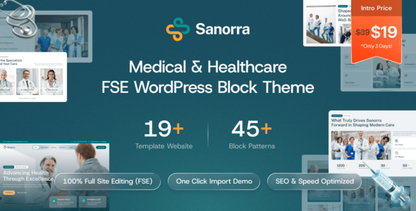 Sanorra 医疗健康全站编辑 WordPress 区块主题