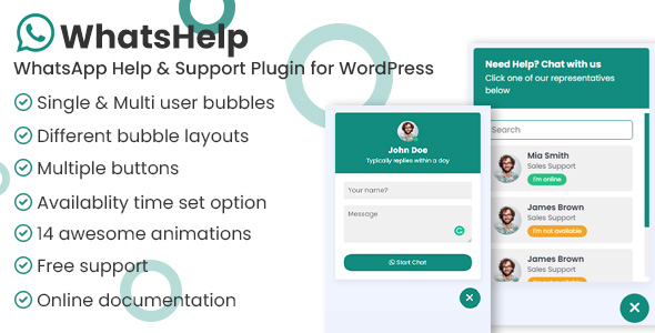 WhatsApp Chat Help 客服模式与沟通渠道 WordPress 插件