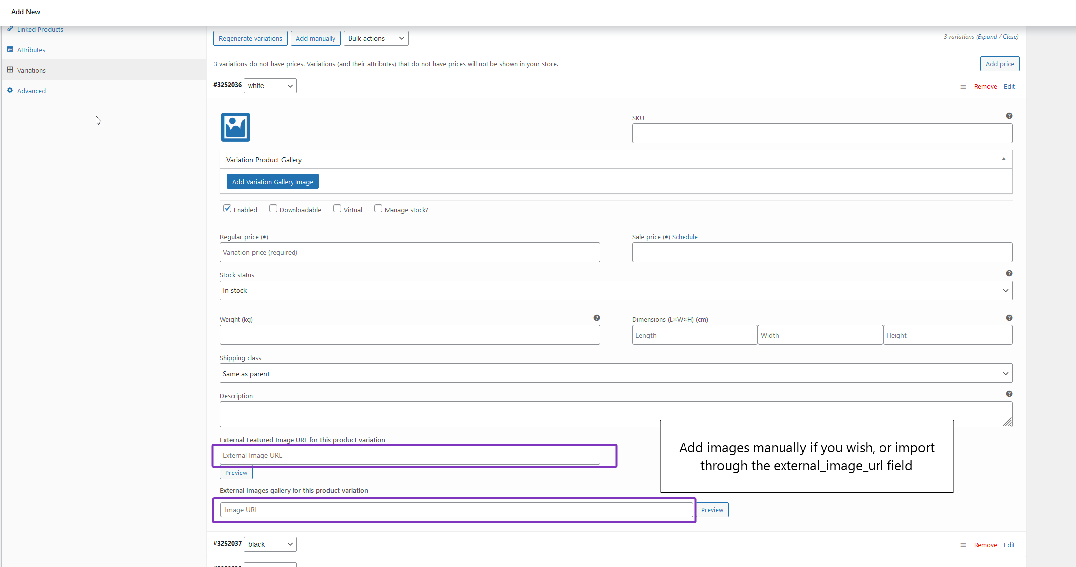 Super Speedy External Images 外部图片 WordPress 插件插图-WP资源海 Add External variation images manually