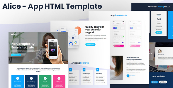 Alice 移动应用落地页 HTML 模板