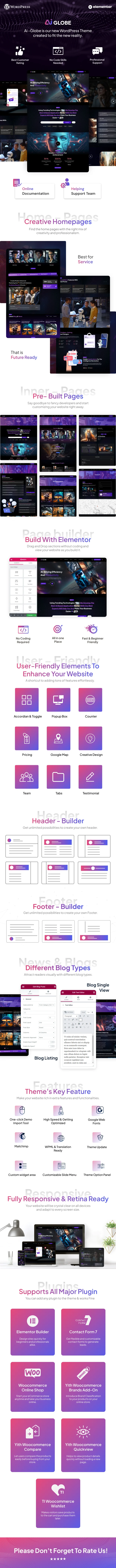AI Globe 人工智能创业与科技网站专用 WordPress 主题插图-WP资源海 AI Globe - Artificial Intelligence Startup & Technology WordPress Theme - 1