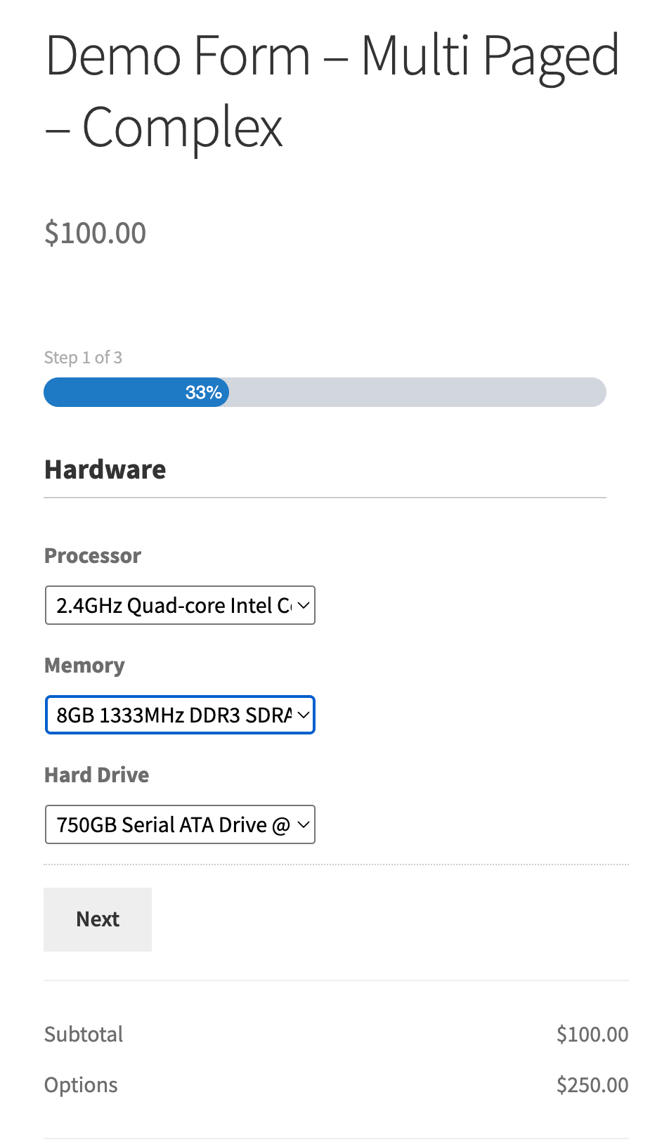 Gravity Forms Product Add-ons for WooCommerce 产品配置表单与实时定价 WordPress 插件