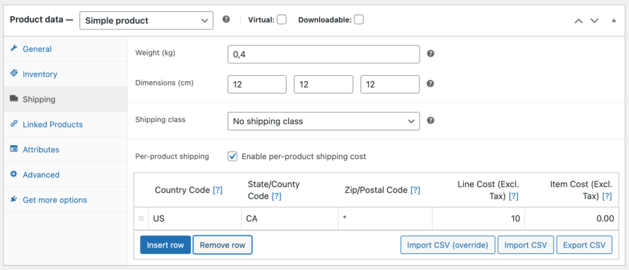 Per Product Shipping for WooCommerce 独立设置产品运费 WordPress 插件