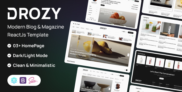 Drozy 博客与杂志网站模板 React 模板
