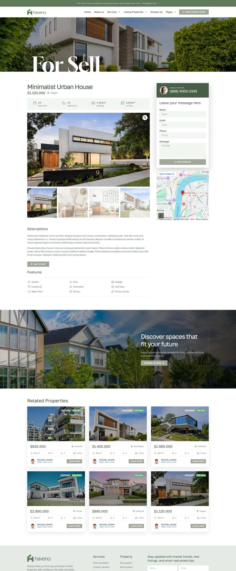 房产地产Elementor网站模板_一键导入快速建站插图6-WP资源海 建筑/地产 Elementor 模板Haveno - Single Listing预览