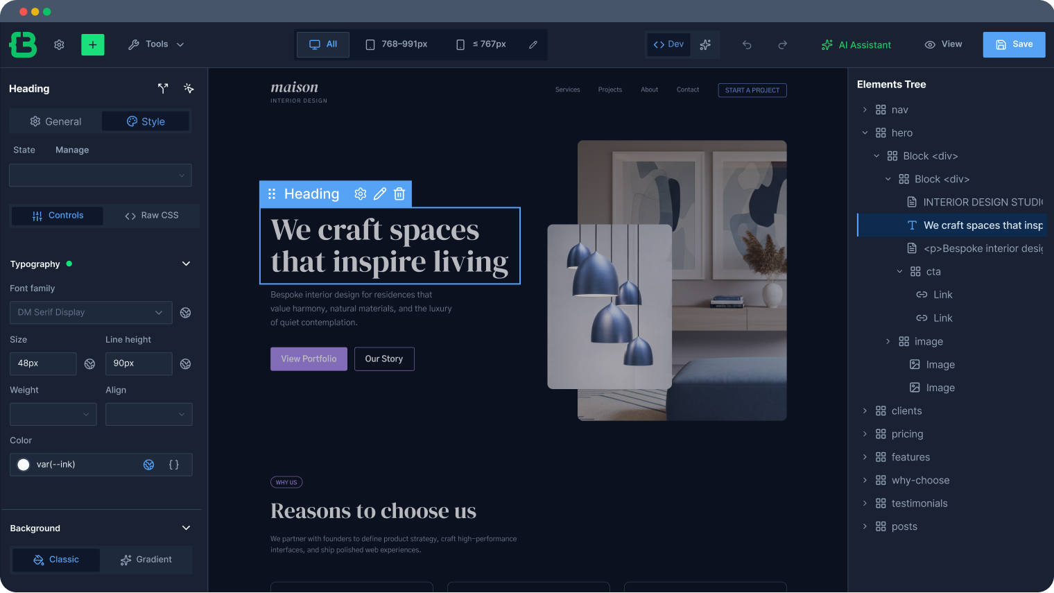 CrocoBuilder AI 原生 WordPress 插件插图2-WP资源海 Unified Style Controls Panel with composite element CSS Parts