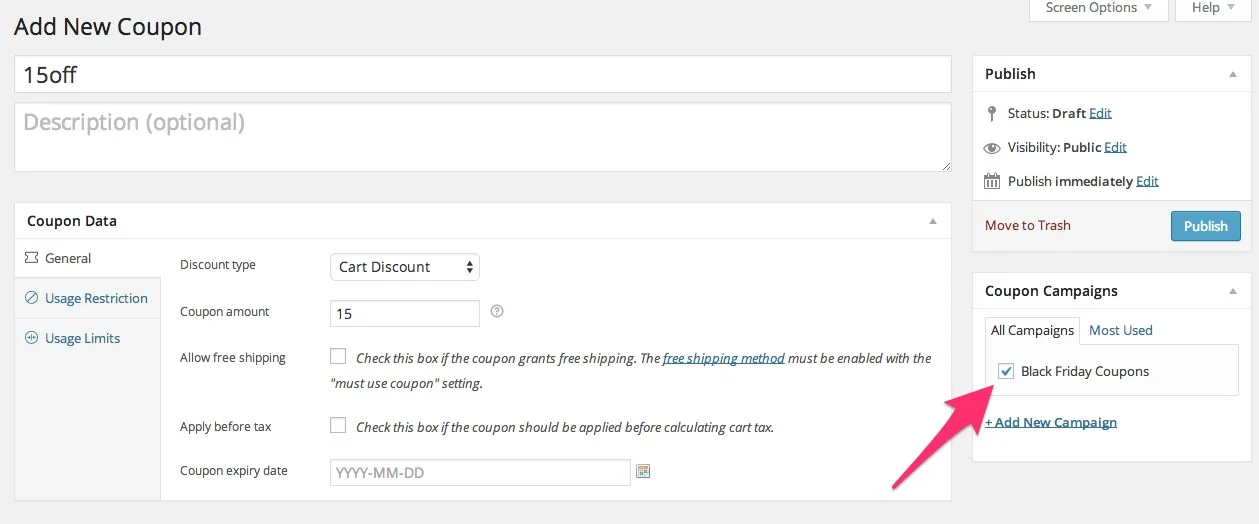 WooCommerce Coupon Campaigns 优惠券管理增强 WordPress 插件插图1-WP资源海 Easily create coupon campaigns, using a familiar WordPress interface.