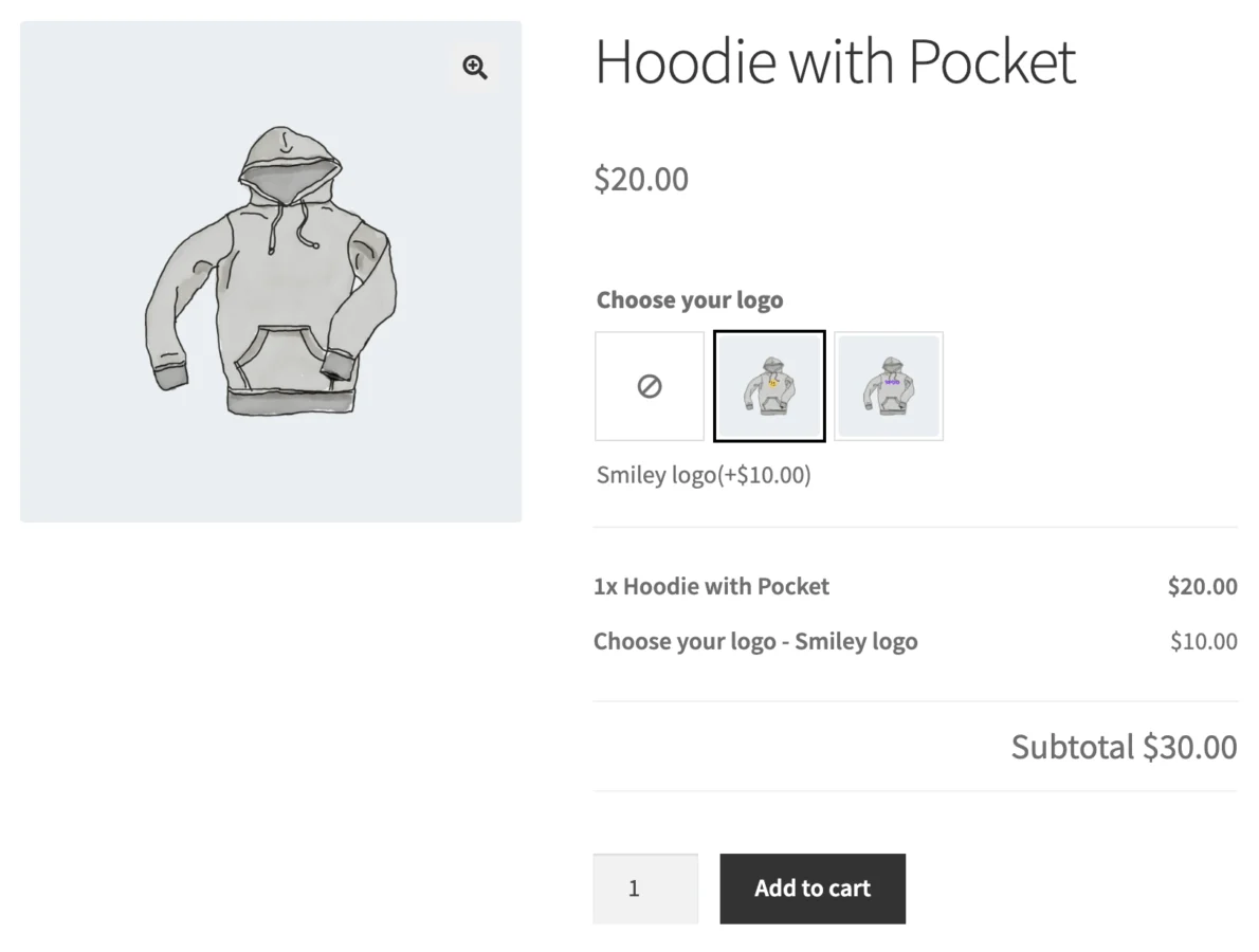 WooCommerce Product Add-Ons 产品个性化定制插件插图2-WP资源海 WooCommerce Product Add-ons, image-based product add-on selection.