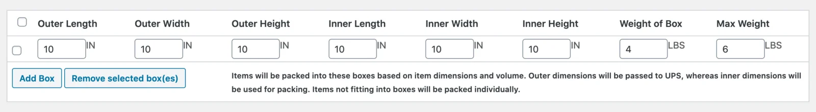 UPS Shipping Method for WooCommerce 精准运费计算 WordPress 插件插图2-WP资源海 Custom Box Packing Settings