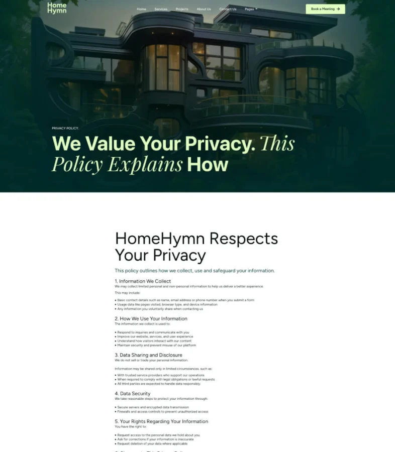 Homehymn Privacy Policy Page
