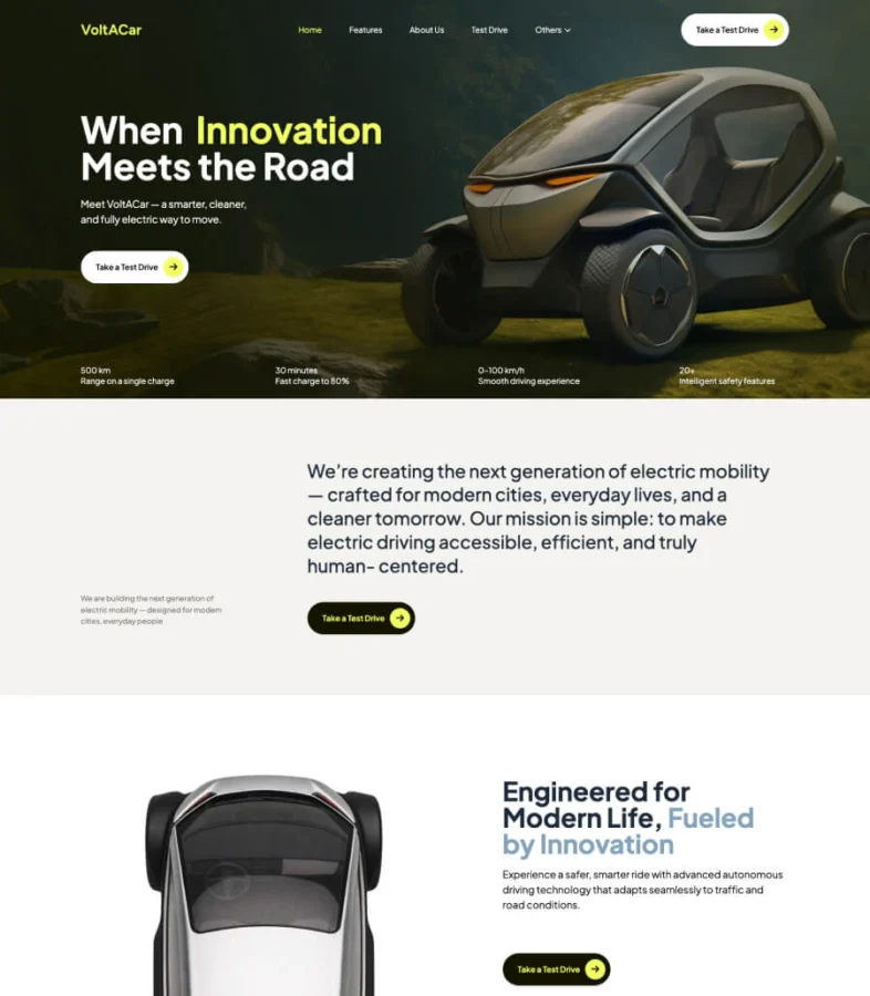 电动汽车Gutenberg网站模板_一键导入快速建站插图1-WP资源海 VoltACar Home Page for Gutenberg