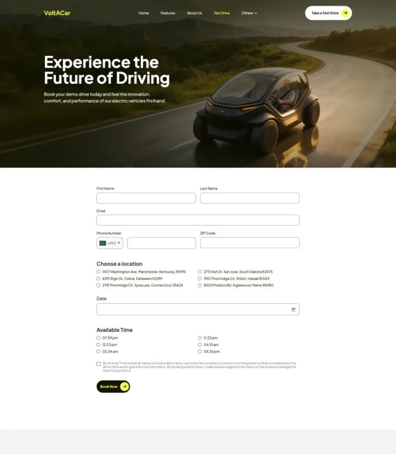 电动汽车Gutenberg网站模板_一键导入快速建站插图6-WP资源海 VoltACar Test Drive Page for Gutenberg