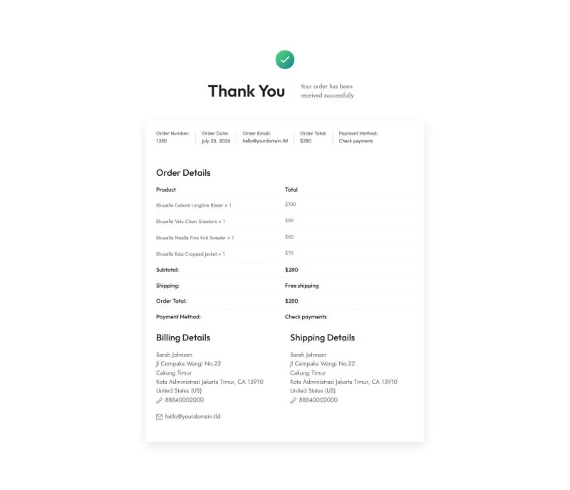 电商 Elementor 模板订单摘要预览