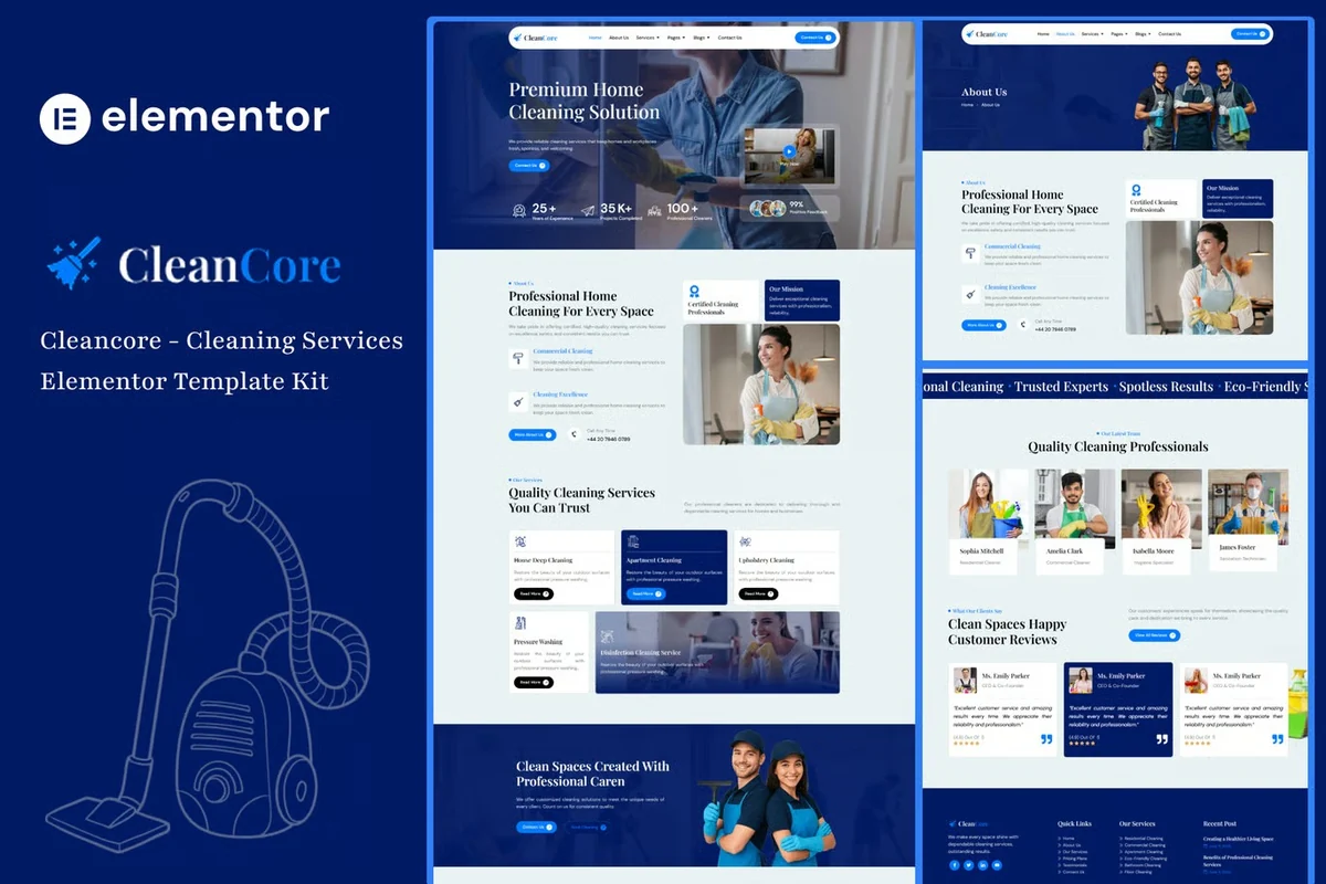 保洁服务Elementor网站模板_一键导入快速建站插图-WP资源海 保洁 Elementor 网站模板封面