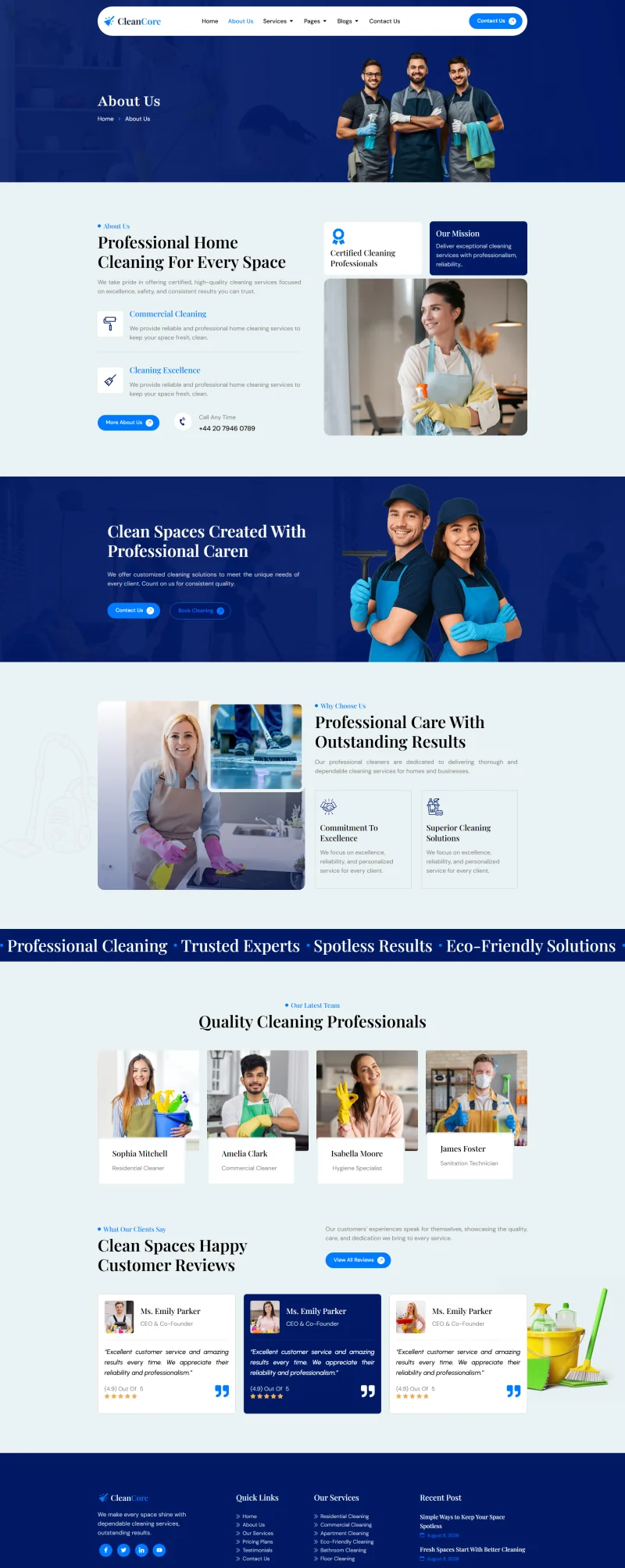 保洁 Elementor 模板关于我们预览