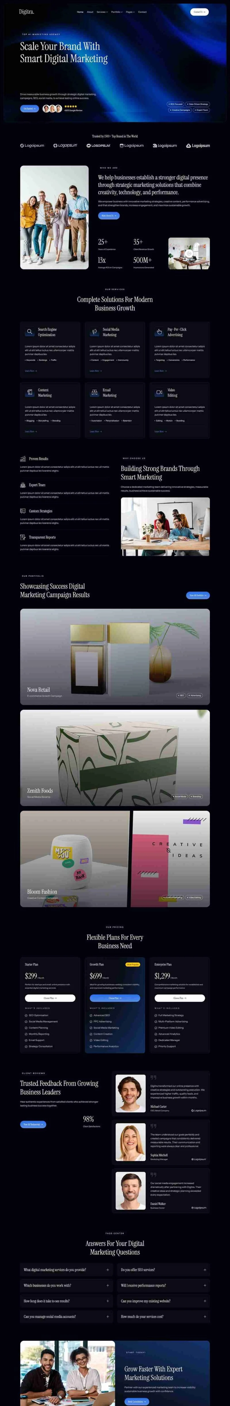 广告营销Elementor网站模板_一键导入快速建站插图1-WP资源海 广告/营销 Elementor 模板首页预览