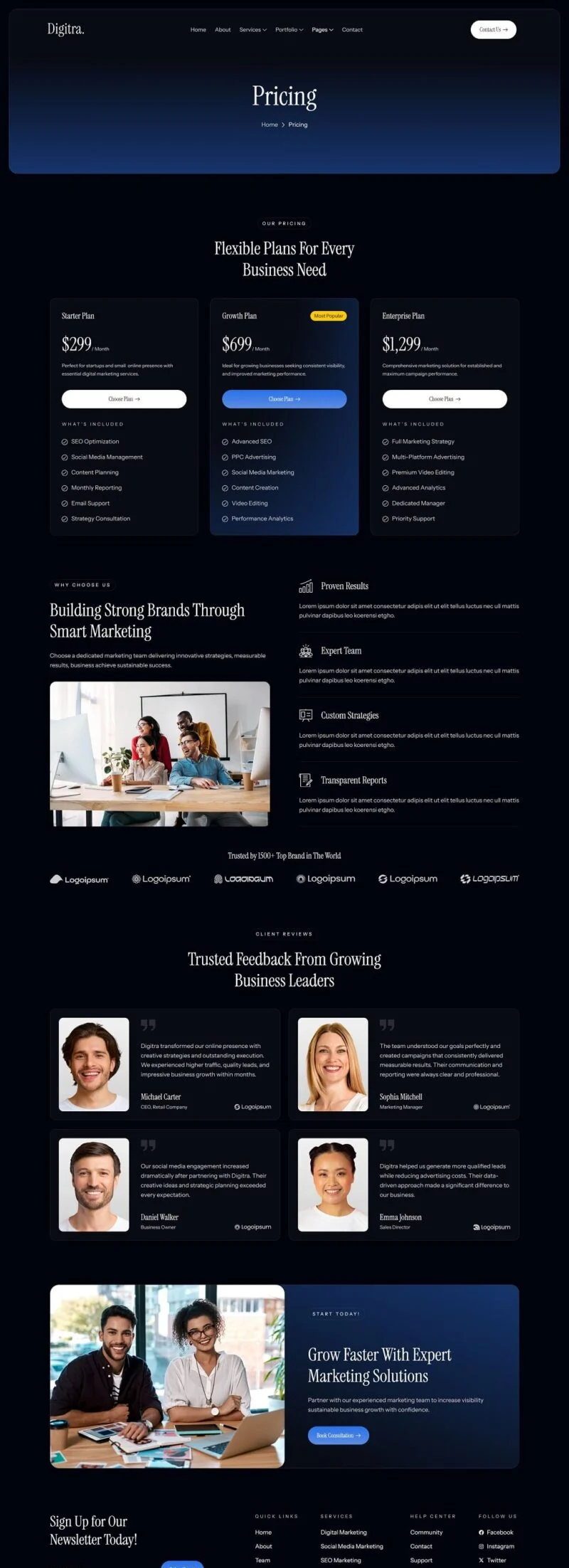 广告营销Elementor网站模板_一键导入快速建站插图5-WP资源海 广告/营销 Elementor 模板价格页面预览