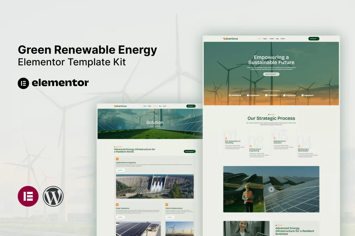 新能源Elementor网站模板_一键导入快速建站插图-WP资源海 工业/工厂 Elementor 网站模板封面