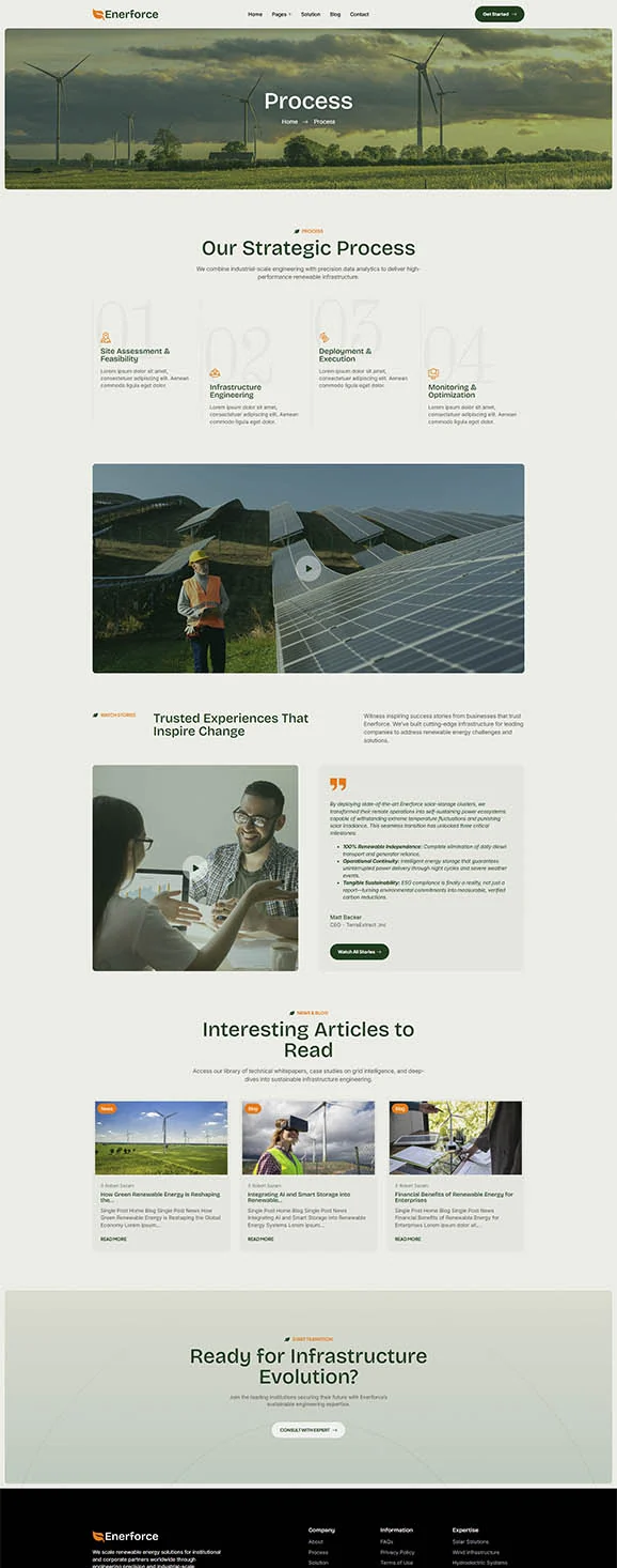 新能源Elementor网站模板_一键导入快速建站插图5-WP资源海 工业/工厂 Elementor 模板服务流程预览