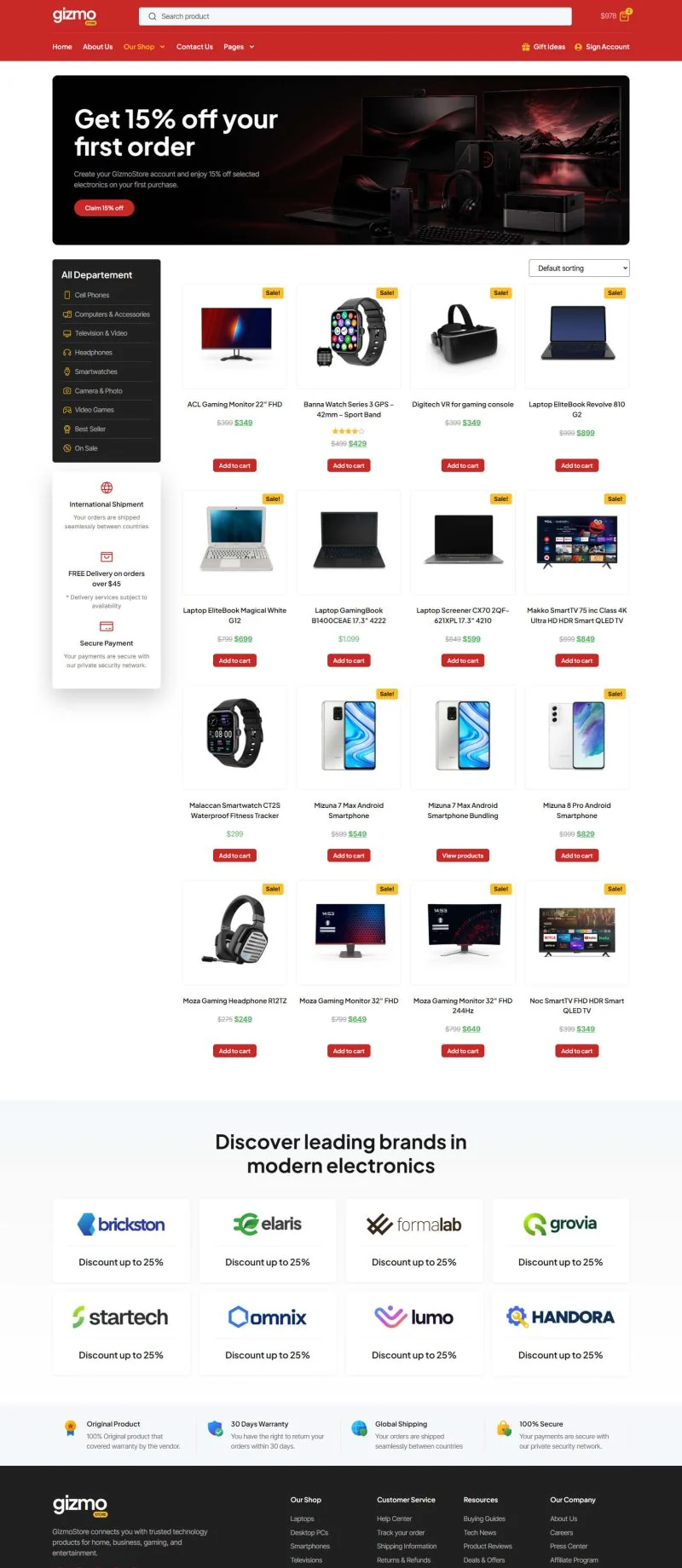 电商 Elementor 模板商品列表预览