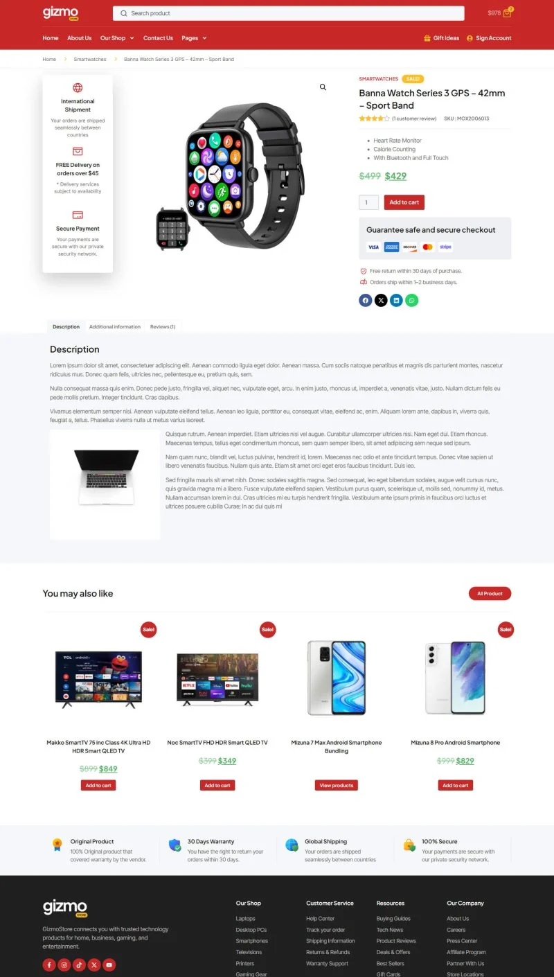 电商 Elementor 模板商品详情预览
