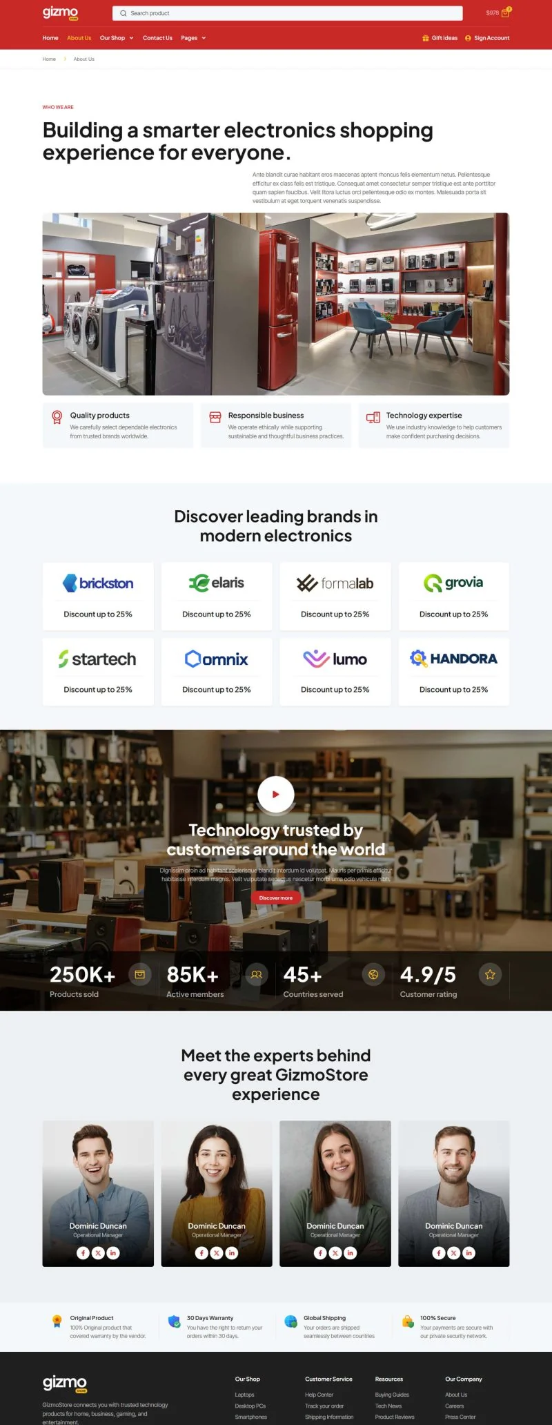 电商 Elementor 模板关于我们预览