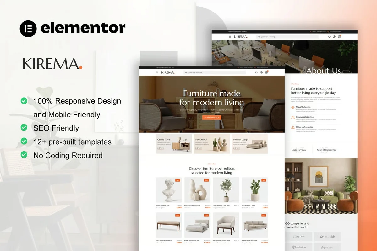 家居装饰Elementor网站模板_一键导入快速建站插图-WP资源海 家居用品 Elementor 网站模板封面