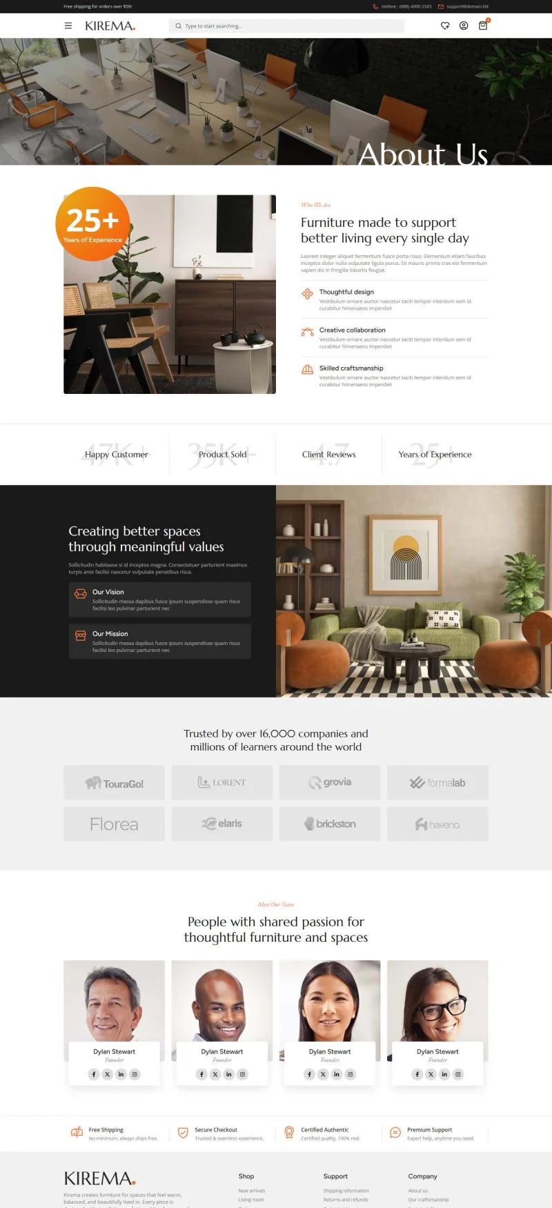 家居装饰Elementor网站模板_一键导入快速建站插图2-WP资源海 家居用品 Elementor 模板关于我们预览