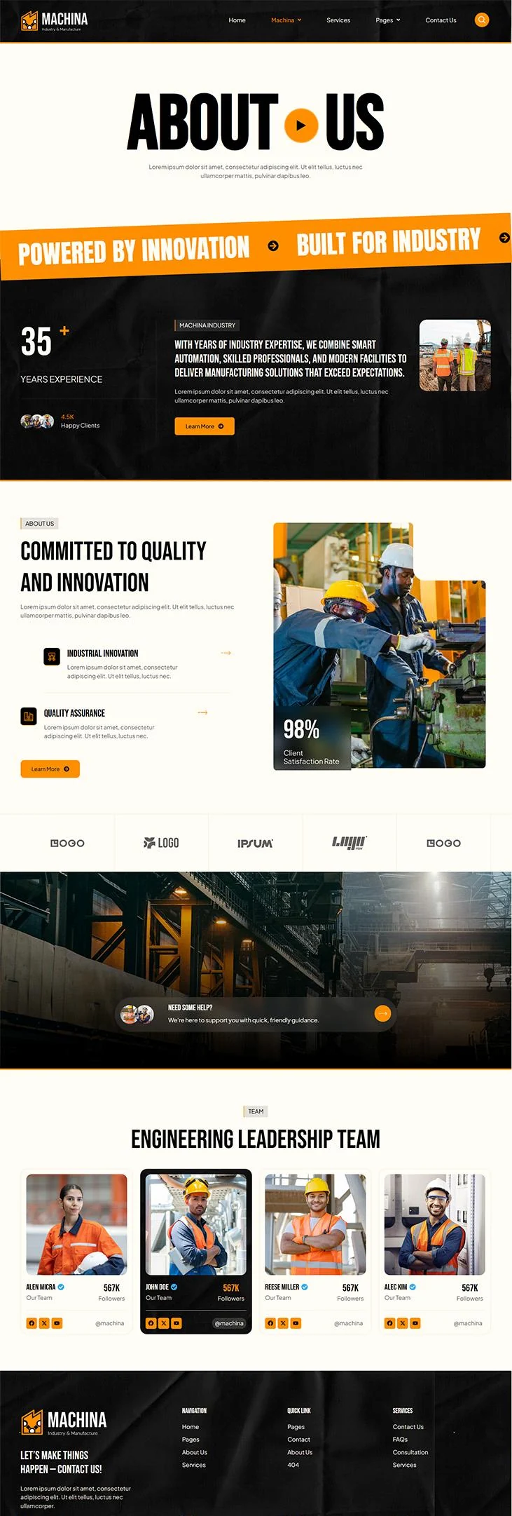 制造业Elementor网站模板_一键导入快速建站插图2-WP资源海 制造业 Elementor 模板关于我们预览