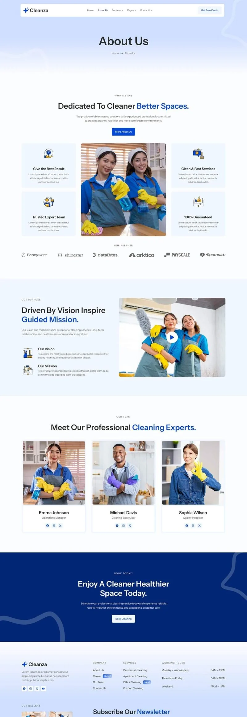 保洁服务Elementor网站模板_一键导入快速建站插图3-WP资源海 保洁 Elementor 模板关于我们预览