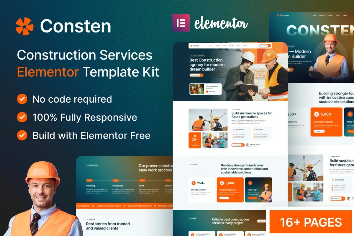 建筑地产Elementor网站模板_一键导入快速建站插图-WP资源海 建筑/地产 Elementor 网站模板封面