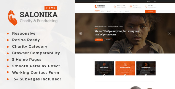 Salonika 慈善筹款网站 HTML 模板