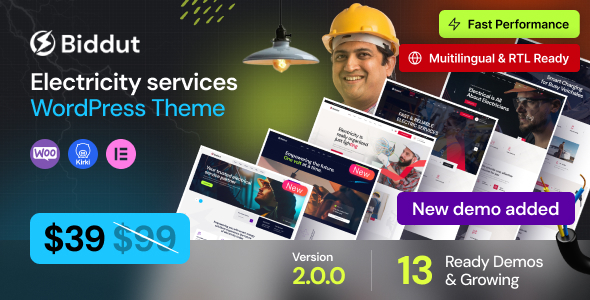 Biddut 电力服务 WordPress 主题