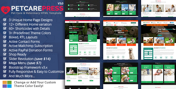 Petcare Press 动物护理网站 HTML 模板