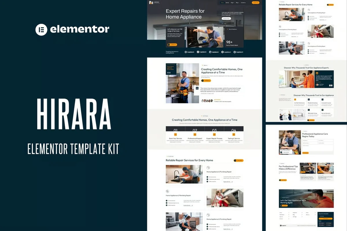 家电维修服务Elementor网站模板_一键导入快速建站
