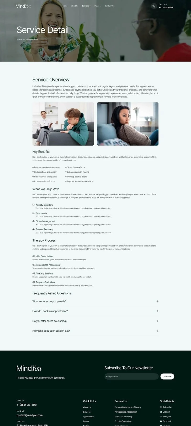 健康/医药 Elementor 模板服务详情预览