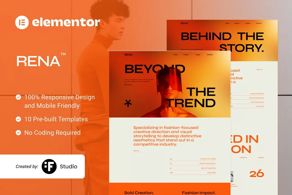 时尚作品集Elementor网站模板_一键导入快速建站