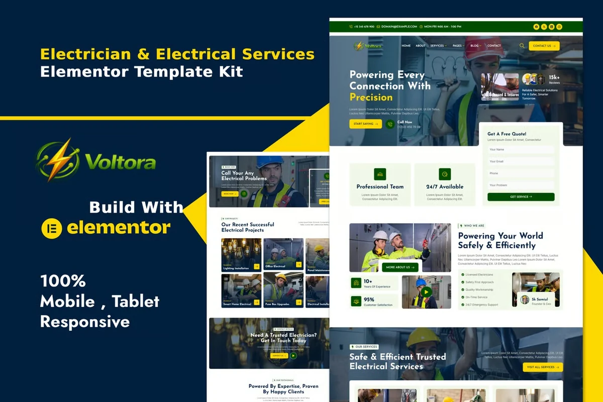 电工电气服务Elementor网站模板_一键导入快速建站插图-WP资源海 维修 Elementor 网站模板封面