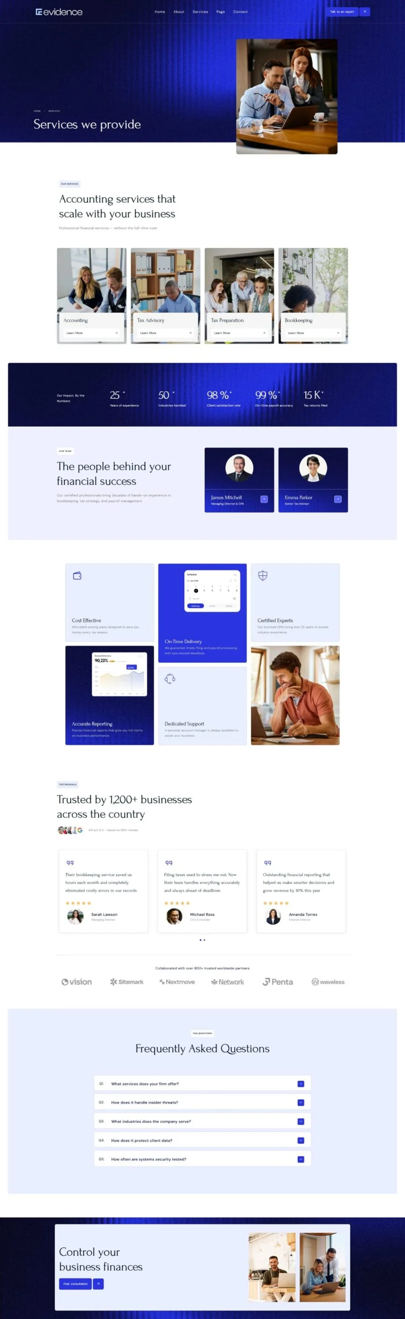 会计税务服务Elementor网站模板_一键导入快速建站插图3-WP资源海 金融/投资 Elementor 模板服务页面预览