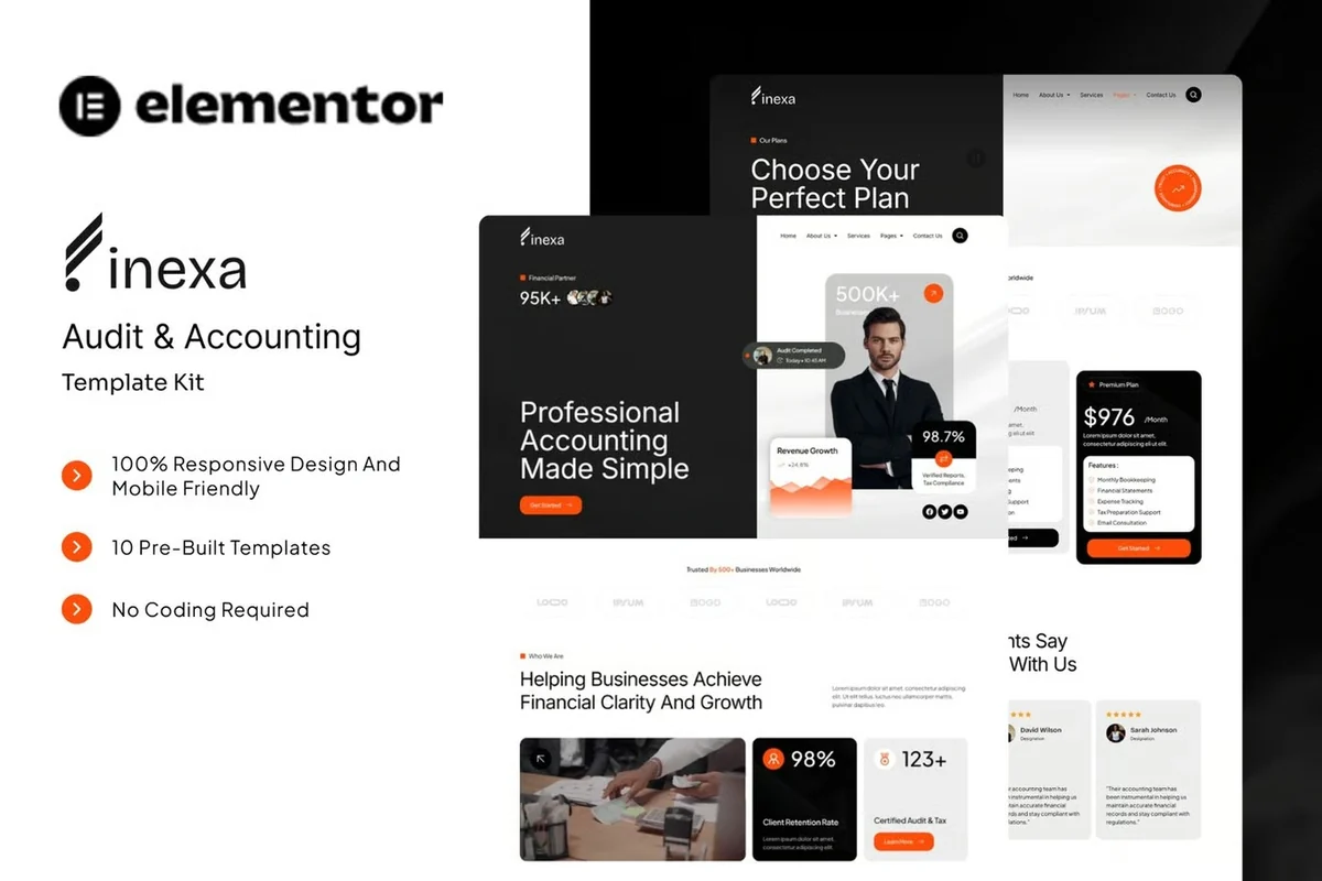 审计会计服务Elementor网站模板_一键导入快速建站