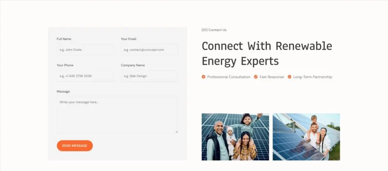 太阳能与可再生能源Elementor网站模板_一键导入快速建站插图7-WP资源海 工业/工厂 Elementor 模板联系表单预览