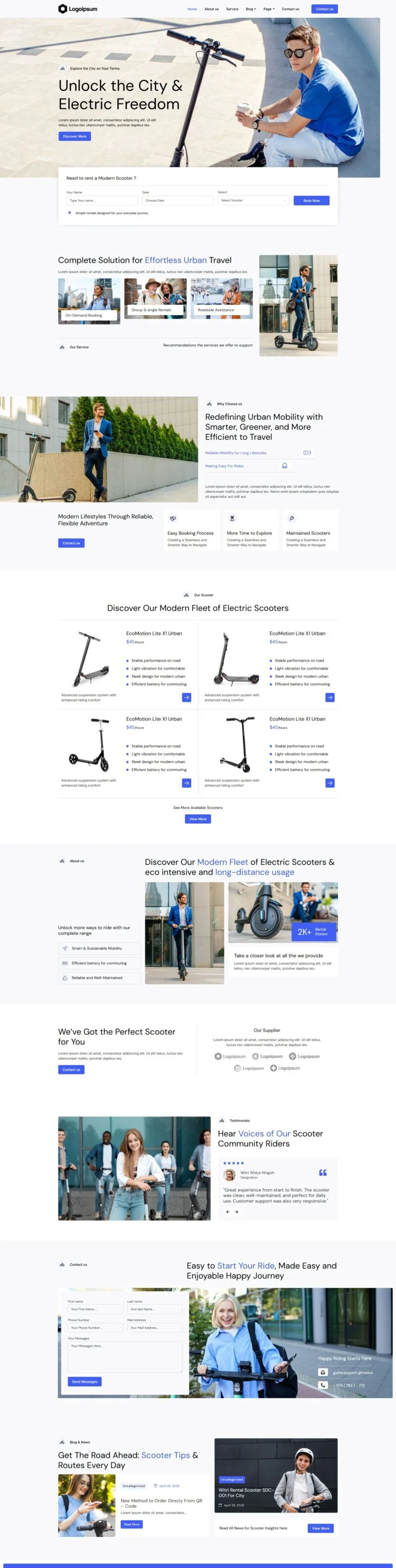 交通工具 Elementor 模板首页预览