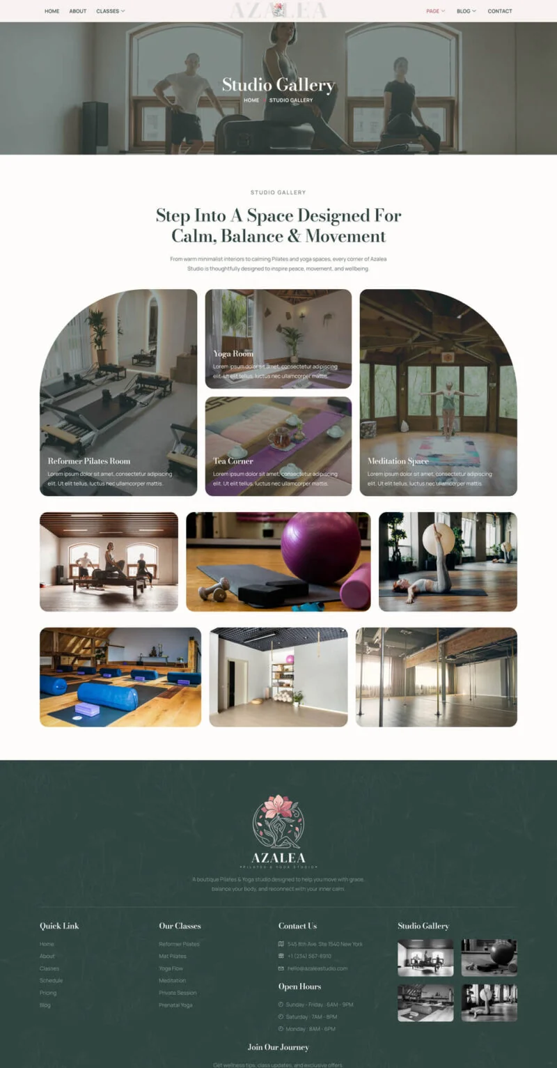 普拉提瑜伽馆Elementor网站模板_一键导入快速建站插图5-WP资源海 瑜伽/冥想 Elementor 模板图片展示预览