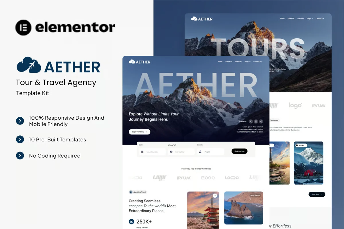旅游旅行社Elementor网站模板_一键导入快速建站