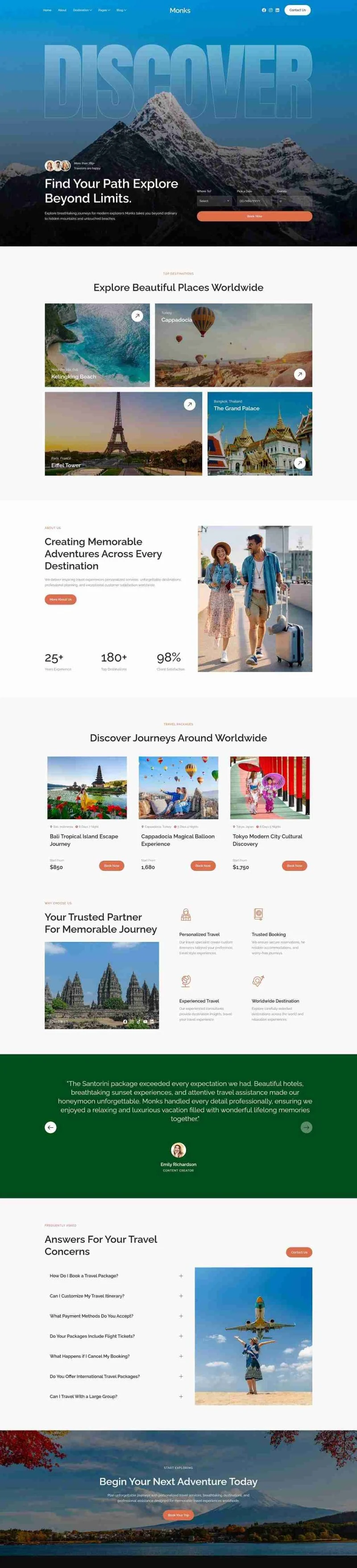 户外/旅行 Elementor 模板首页预览
