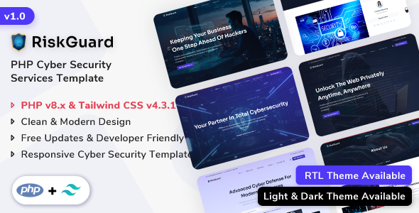 RiskGuard 网络安全公司 PHP 模板