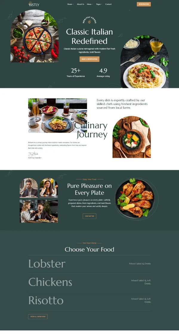 餐饮/食品 Elementor 模板首页预览
