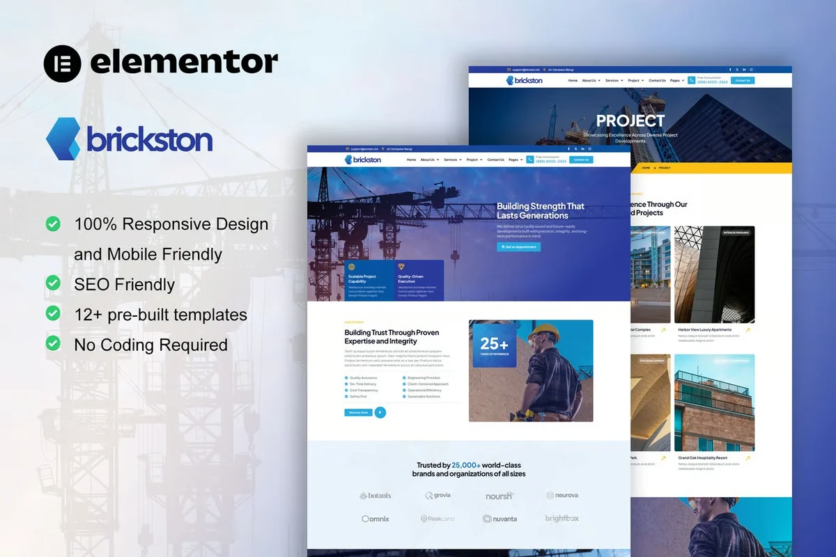 建筑施工服务Elementor网站模板_一键导入快速建站插图-WP资源海 建筑/地产 Elementor 网站模板封面